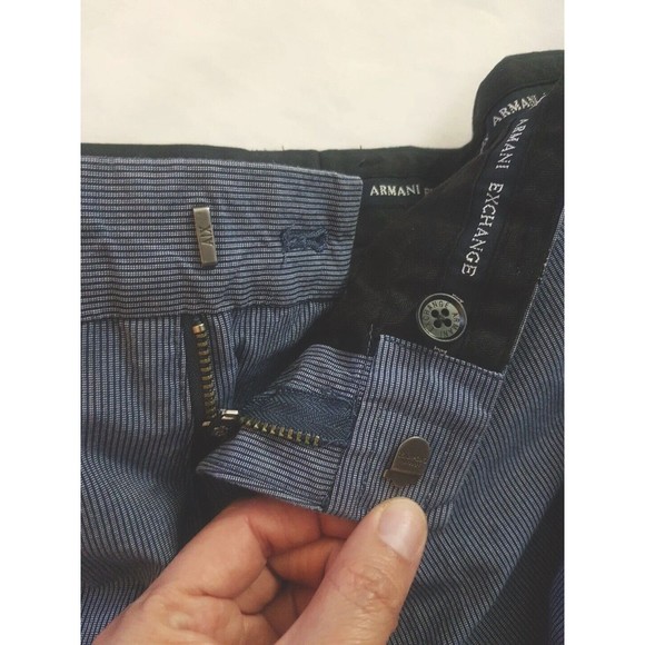 Armani Exchange Mens Pants Size 36 Striped Railroad Pockets Blue Dress Straight - Picture 7 of 14